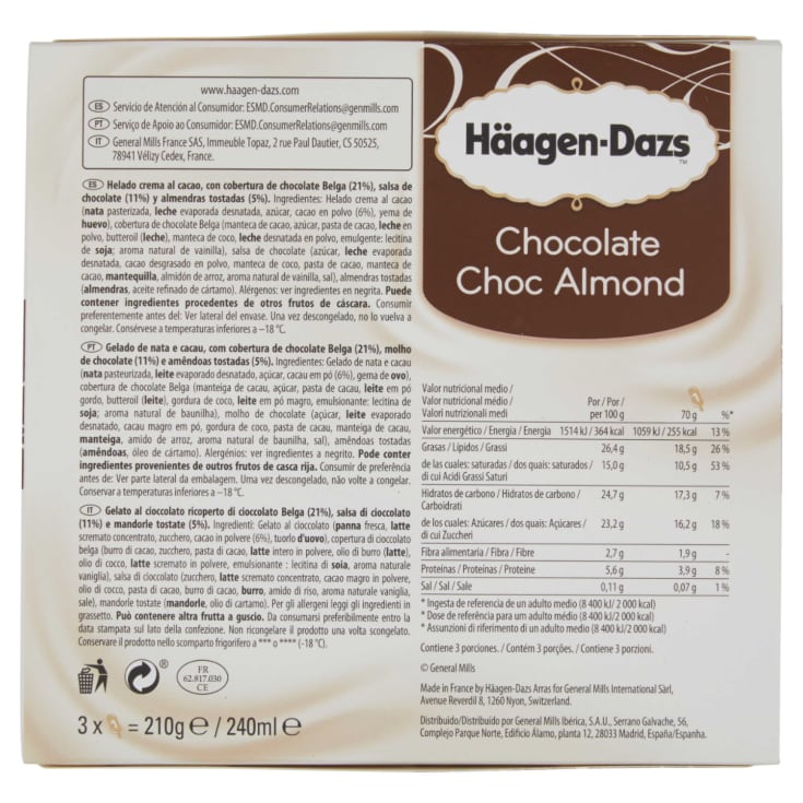 Bombón helado de chocolate con almendras Häagen-Dazs - 240ml