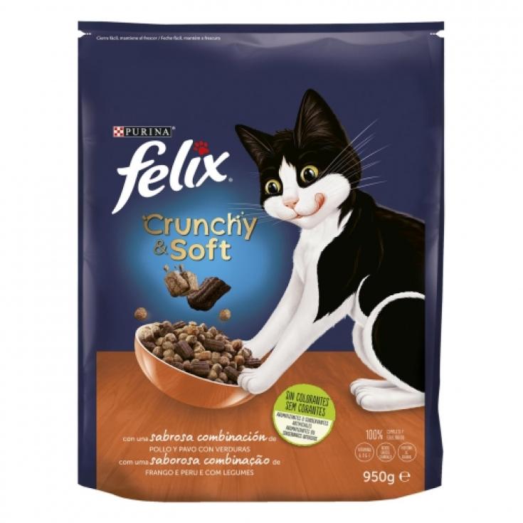 Pienso gato pollo, pavo,verdura Crunchy & Soft 950g Pienso gato pollo, pavo,verdura Crunchy & Soft 950g