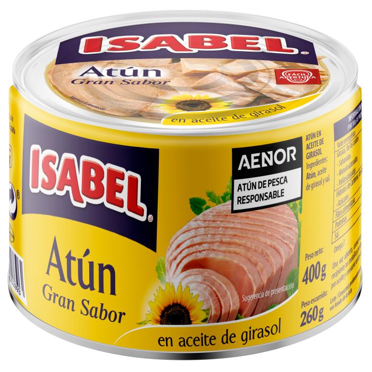 Atún en aceite de girasol 400g