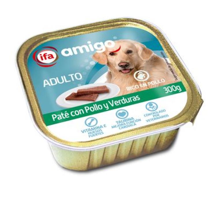 Comida húmeda de pollo para perros adultos Carrefour 300 g.