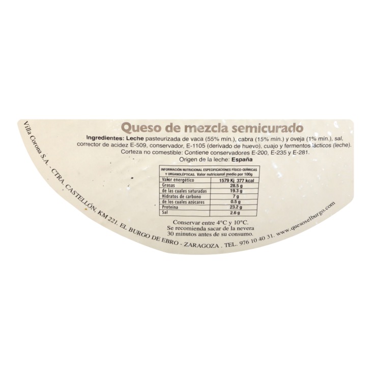 Queso Mezcla Semicurado Villacorona 380Grs